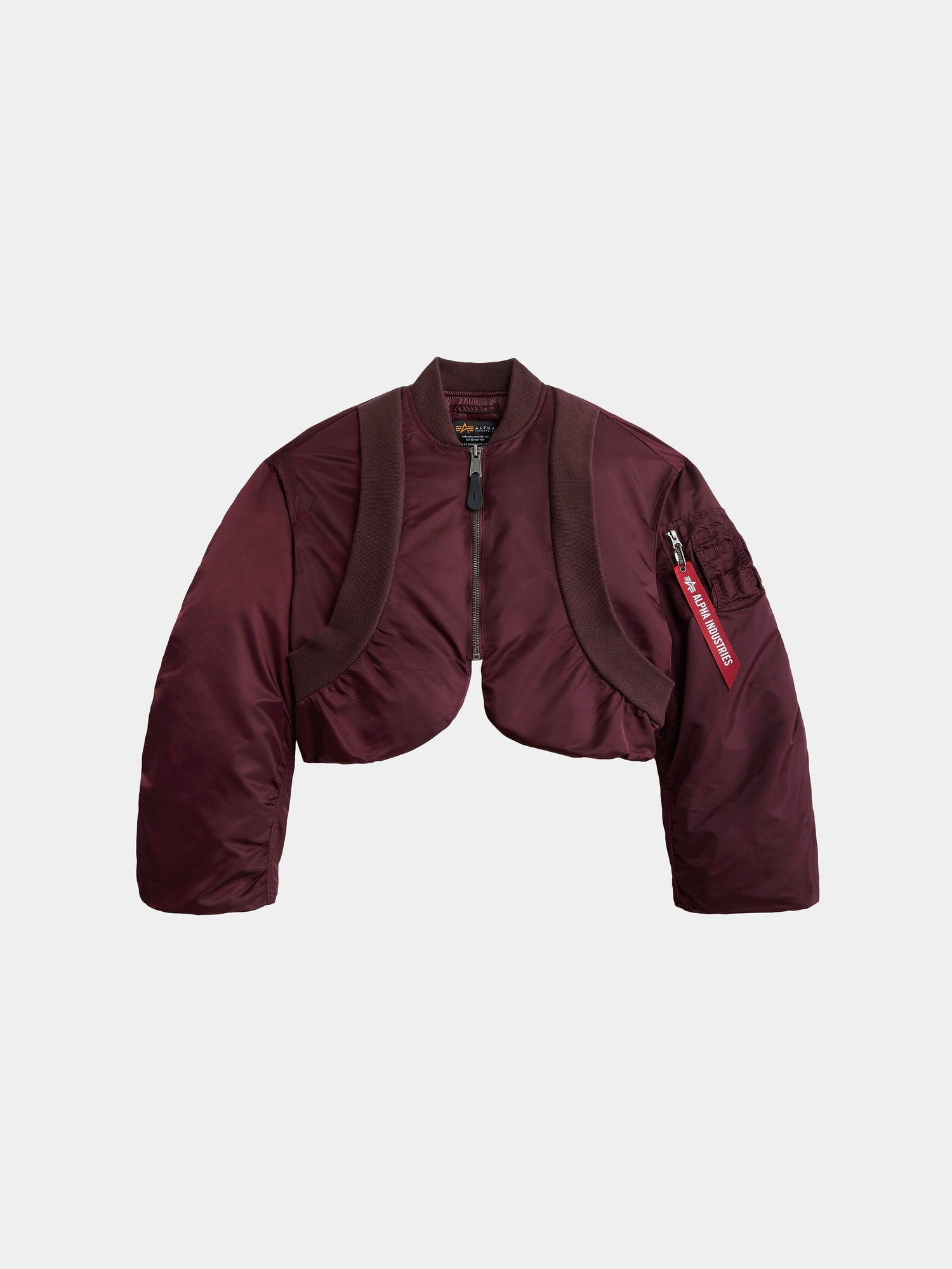 Knit rib MA-1 flight jacket for women in cedar red