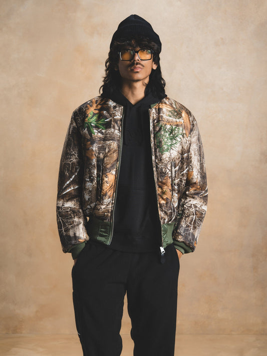 ALPHA X NEW ERA X REALTREE CAMO MA-1 BOMBER JACKET