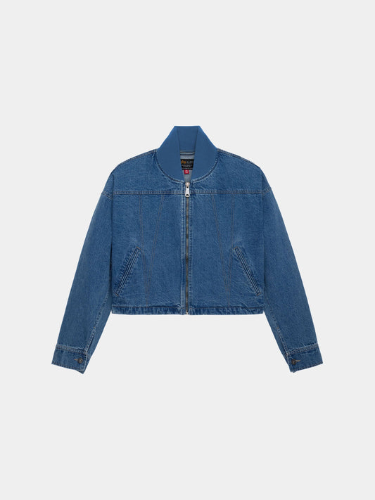 DENIM RELAXED FLIGHT JACKET WOMENS