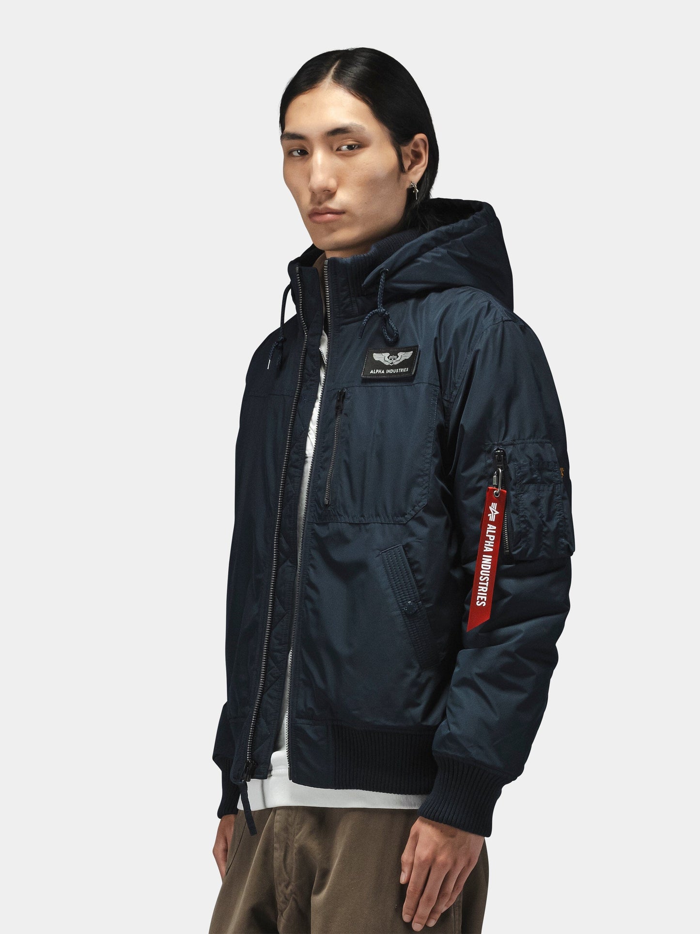MA-1 HOODED RIB BOMBER JACKET