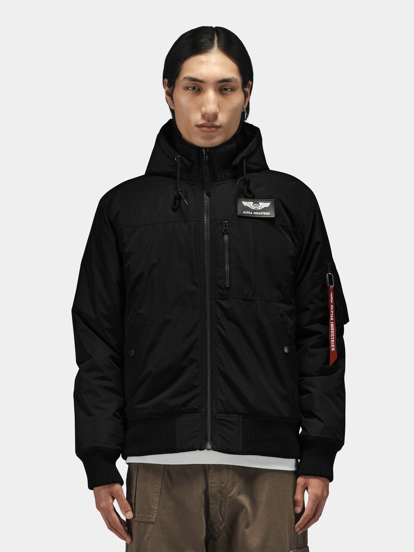 MA-1 HOODED RIB BOMBER JACKET