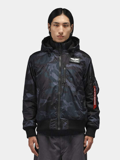 MA-1 HOODED RIB BOMBER JACKET