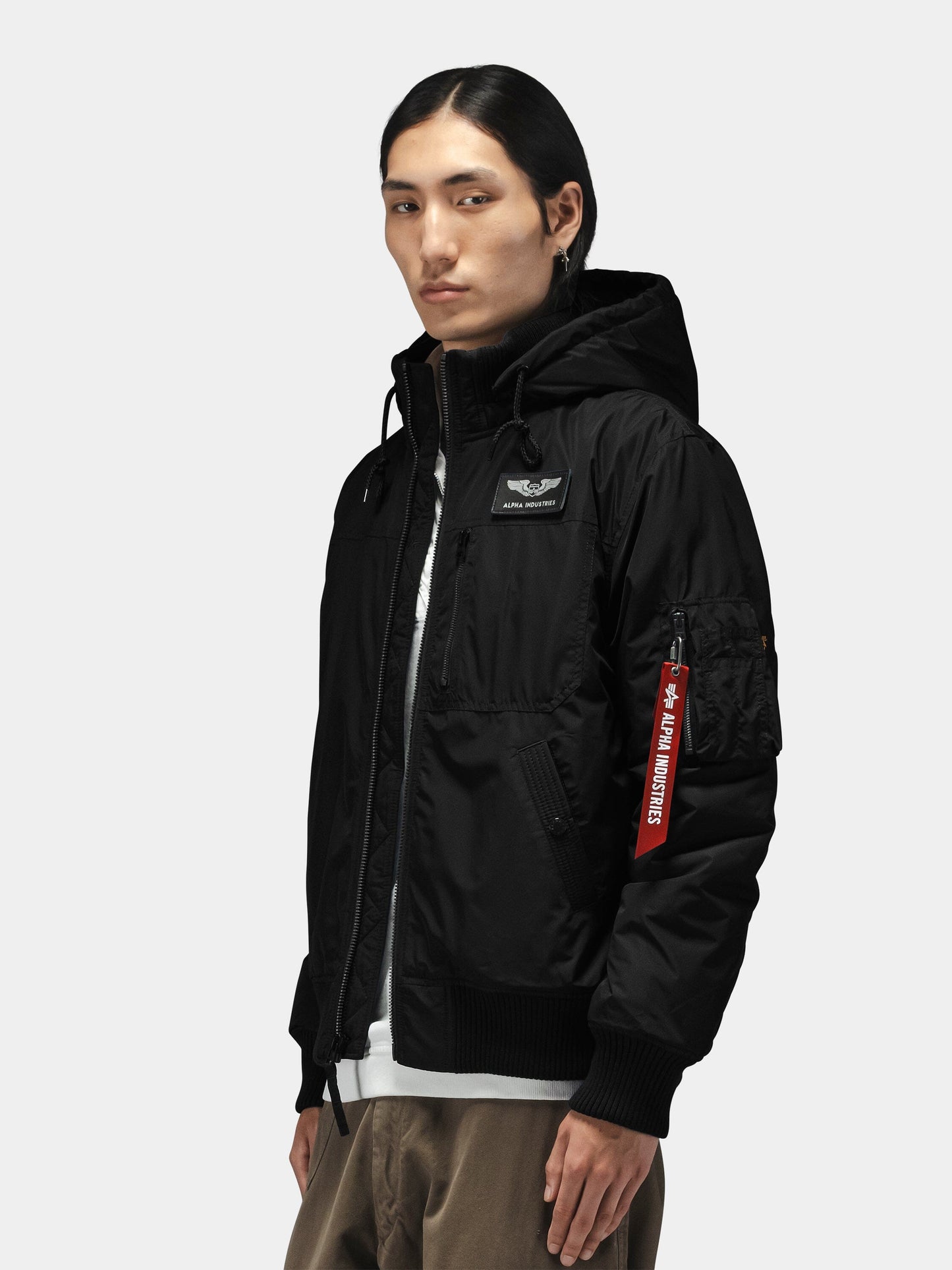 MA-1 HOODED RIB BOMBER JACKET