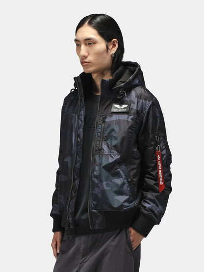 MA-1 HOODED RIB BOMBER JACKET