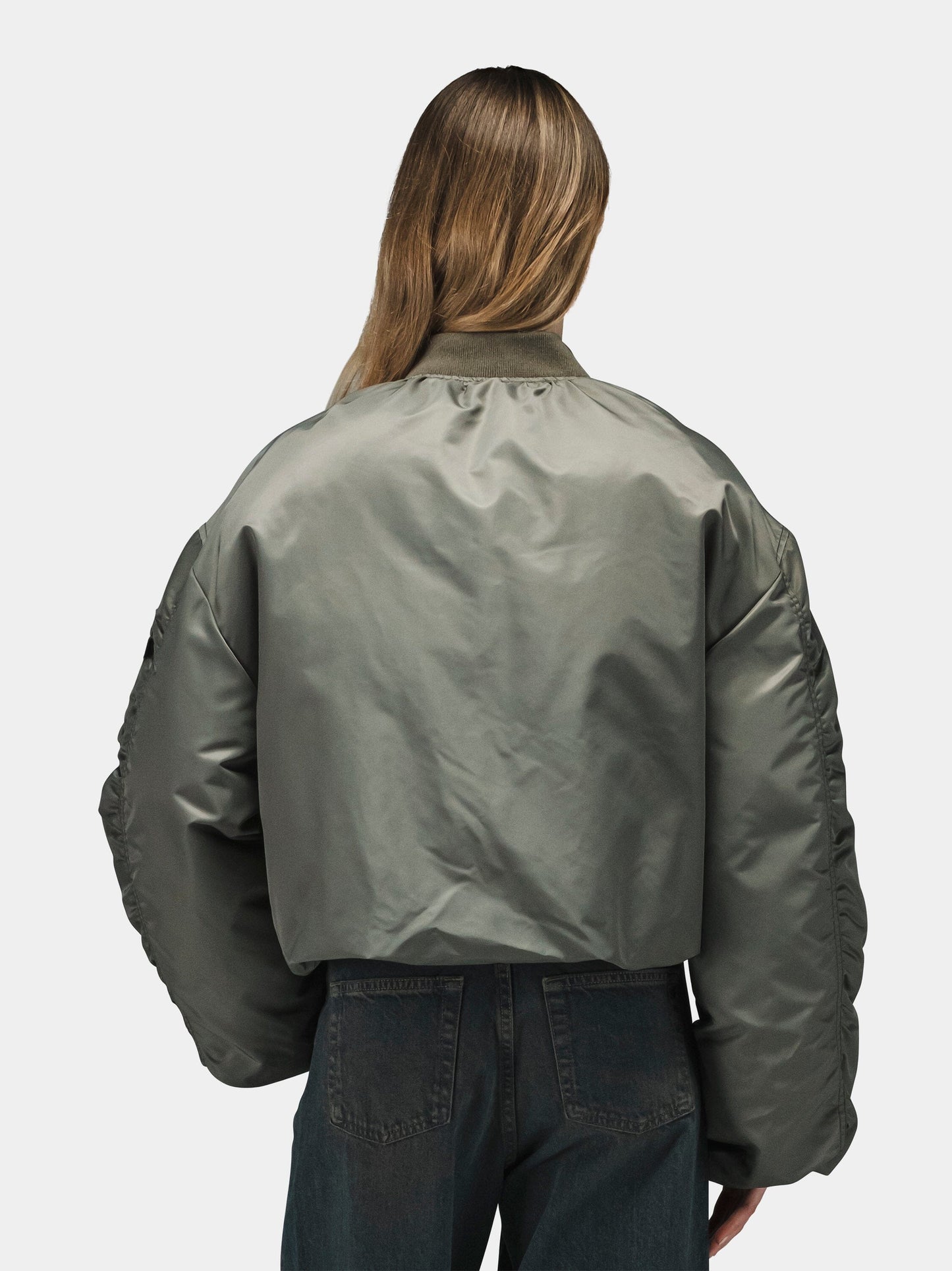KNIT RIB MA-1 FLIGHT JACKET WOMENS (FIELD GRAY)