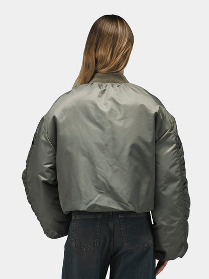 KNIT RIB MA-1 FLIGHT JACKET WOMENS (FIELD GRAY)