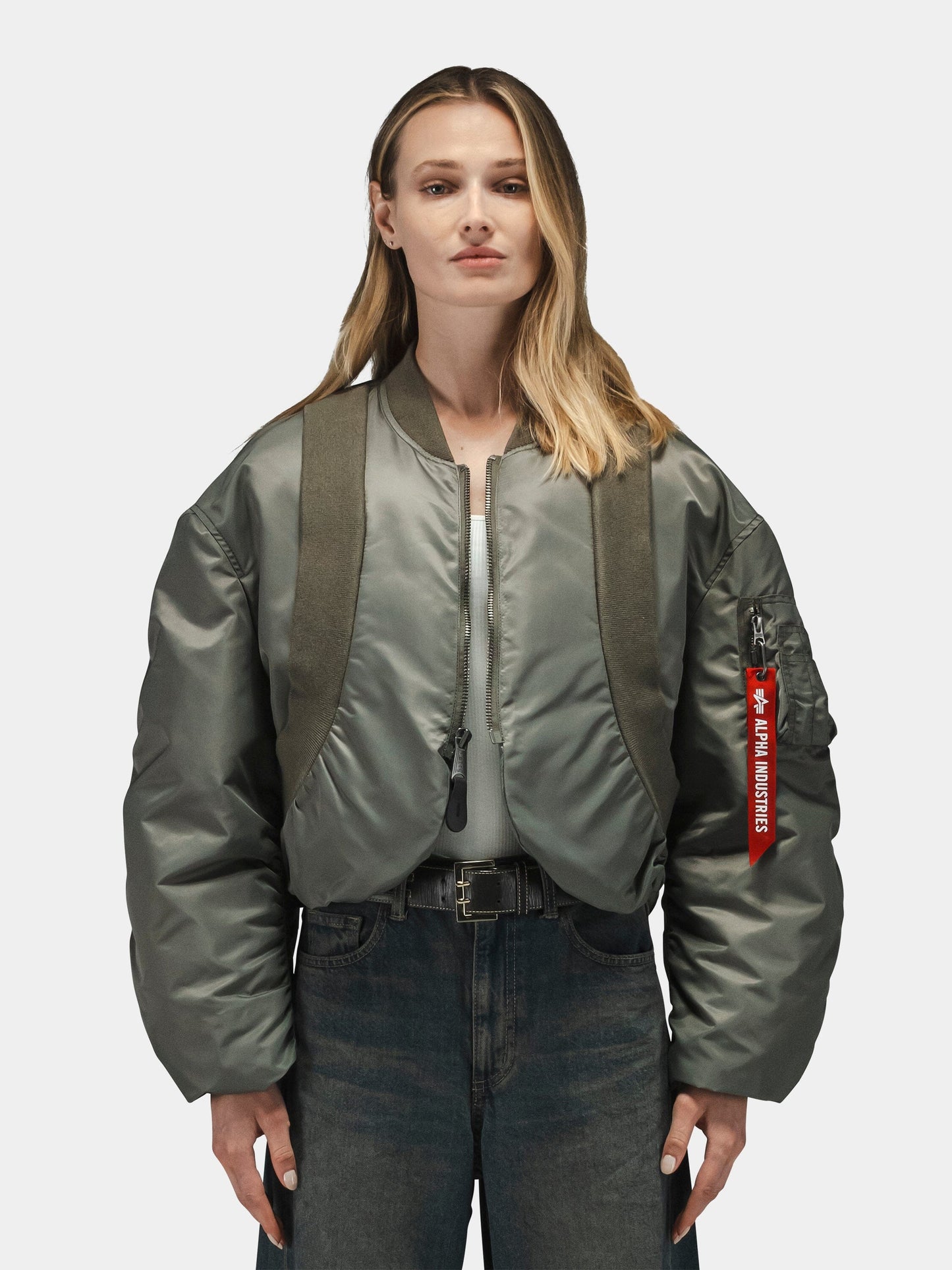 KNIT RIB MA-1 FLIGHT JACKET WOMENS (FIELD GRAY)