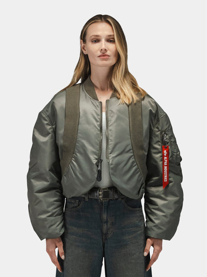 KNIT RIB MA-1 FLIGHT JACKET WOMENS (FIELD GRAY)