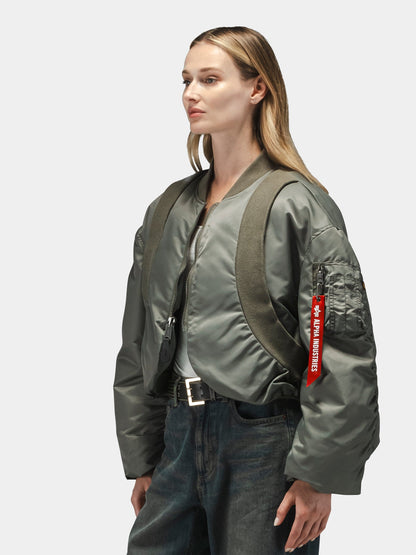 KNIT RIB MA-1 FLIGHT JACKET WOMENS (FIELD GRAY)