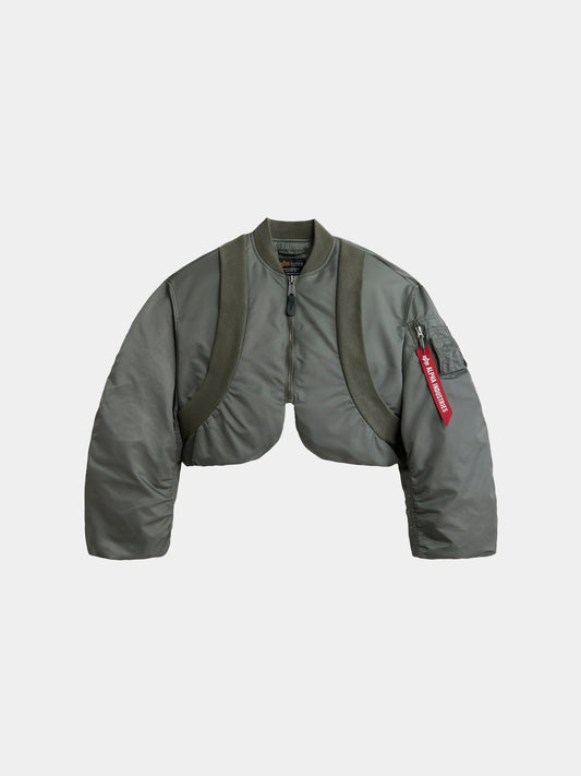 KNIT RIB MA-1 FLIGHT JACKET WOMENS (FIELD GRAY)