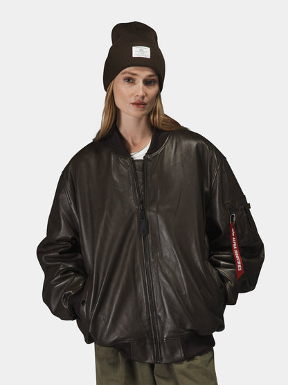 LEATHER MA-1 FLIGHT JACKET (ESPRESSO)