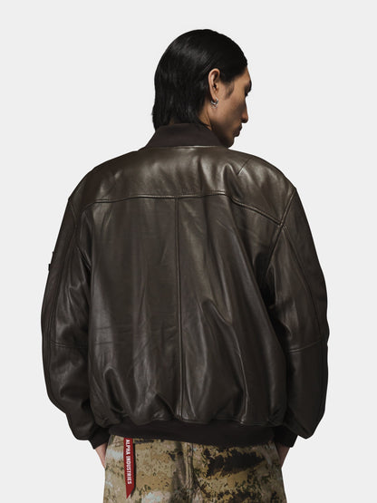 LEATHER MA-1 FLIGHT JACKET (ESPRESSO)