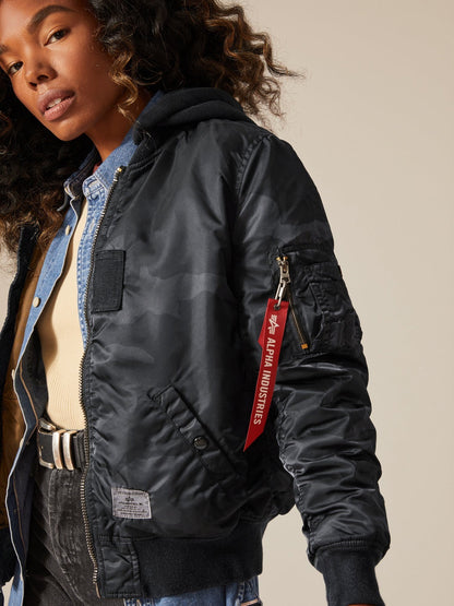 MA-1 HOODED BATTLEWASH BOMBER JACKET
