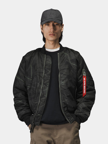 MA-1 ZIPPERED PRINT FLIGHT JACKET