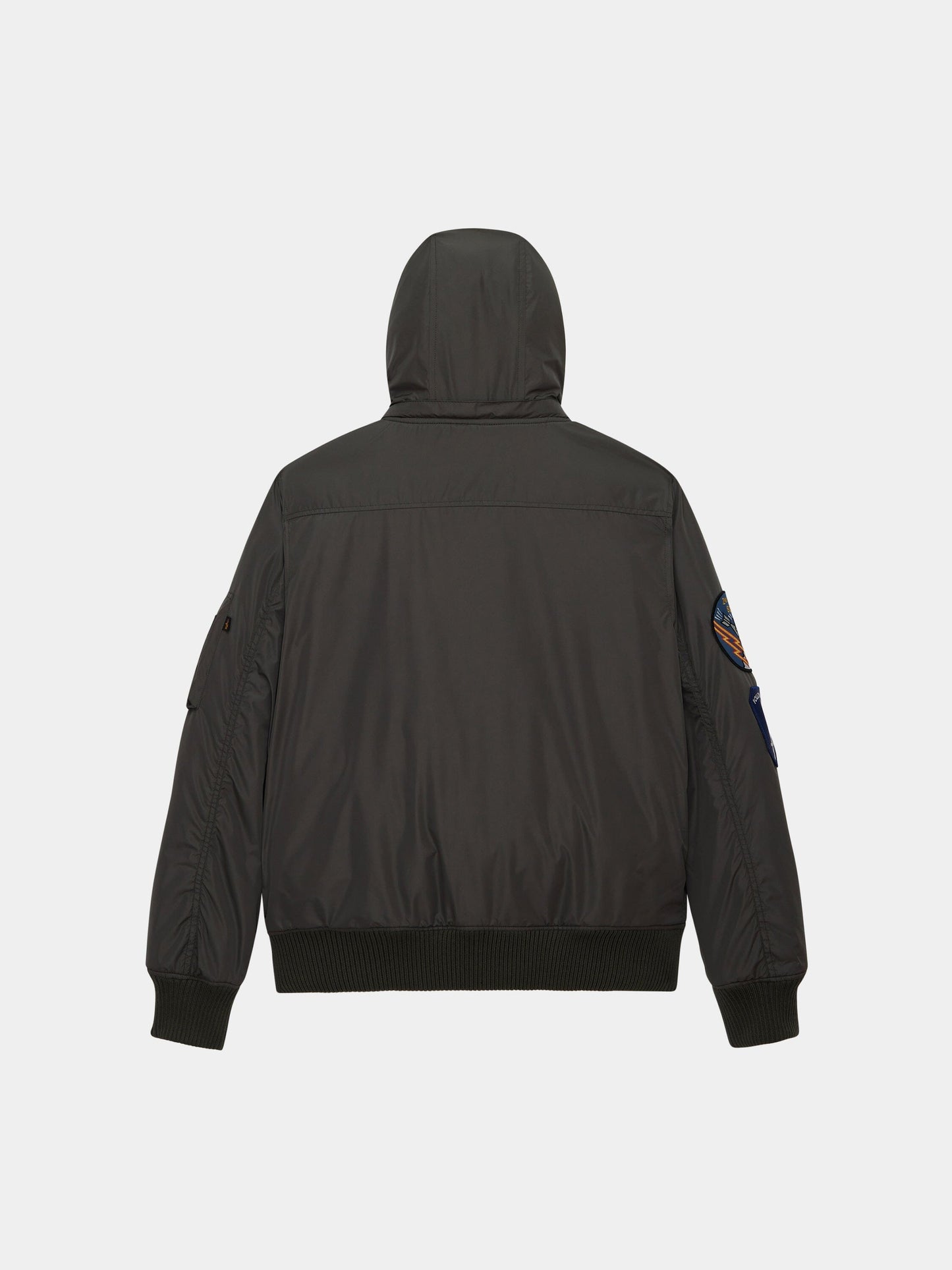 PATCHED HOODED RIB FLIGHT JACKET