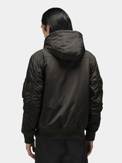 PATCHED HOODED RIB FLIGHT JACKET