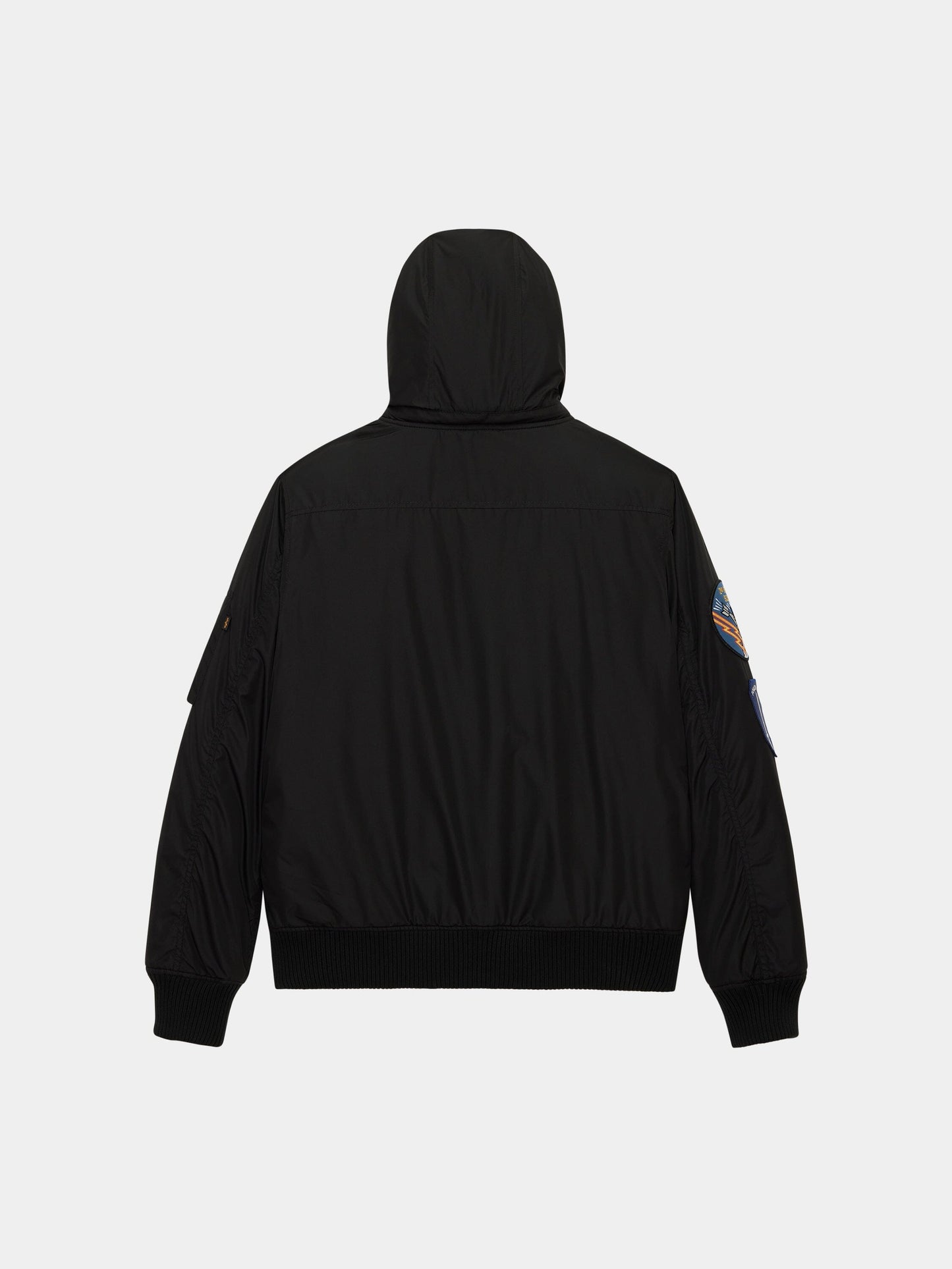 PATCHED HOODED RIB FLIGHT JACKET