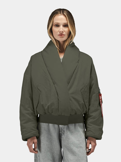 SHAWL COLLAR BOMBER JACKET WOMENS (FIELD GRAY)