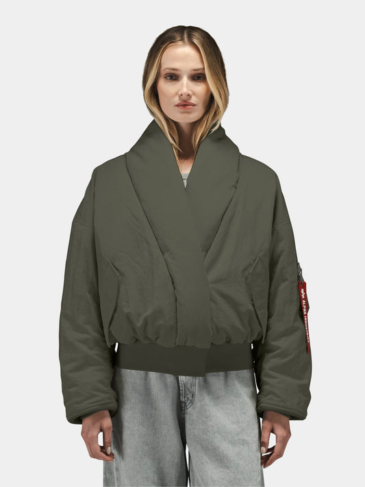 SHAWL COLLAR BOMBER JACKET WOMENS (FIELD GRAY)