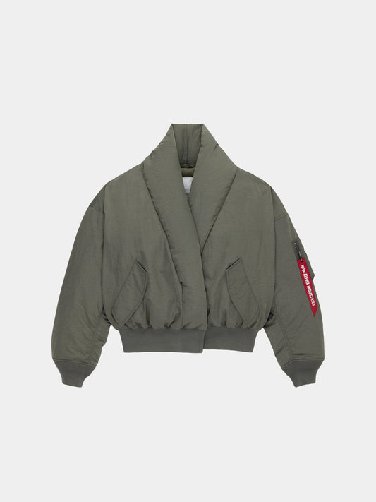 SHAWL COLLAR BOMBER JACKET WOMENS (FIELD GRAY)